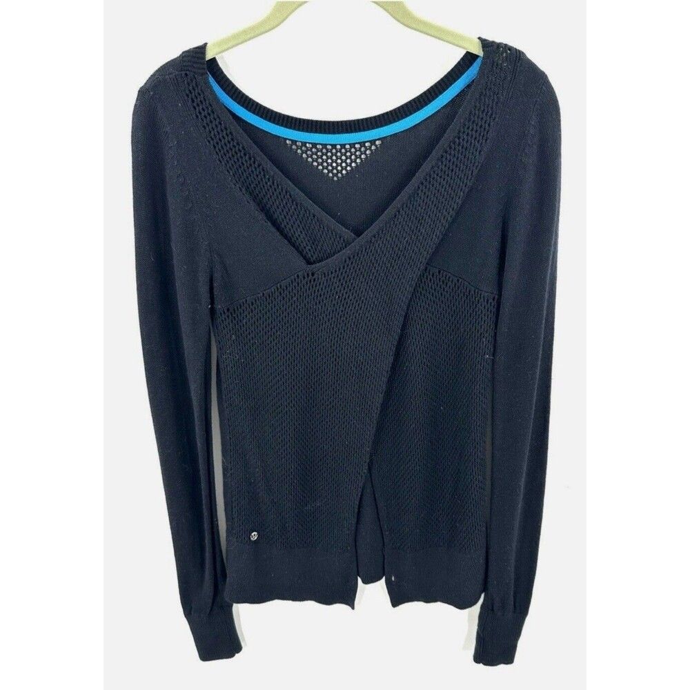 Lululemon Mesh Open Back Black Sweater Top 4